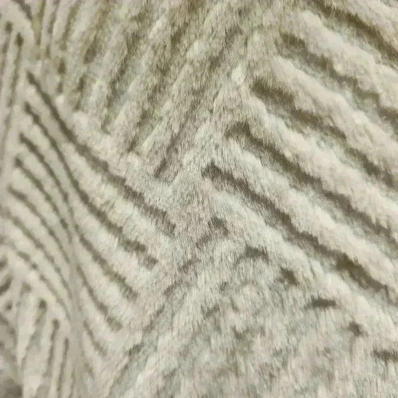 Cream Alpine Studio Medium Full Length Faux Fur Coat Geometric Pattern Pockets - Picture 2 of 11